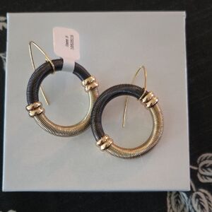 Elegant Gold and Black Hoop Earrings nwt